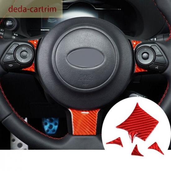 Red Carbon Fiber Interior Steering Wheel Cover For Toyot@ GR86 /Subaru BRZ +