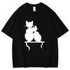 Cat Cuddling Together Pattern Unisex Women Cotton TShirt Fashion Short Sleeve Casual Summer Street Simple Loose Tops Neutral Tees