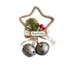 Christmas Jingle Bell Rustic Iron Door Hanging Star Bell with Bow Pine Picks Red Berry for Christmas Wreath Gift Wrapping Craft Home Decor
