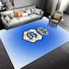 Blue Royal Crest Carpet Design suitable as a non-slip mat for the living room or bedroom sofa