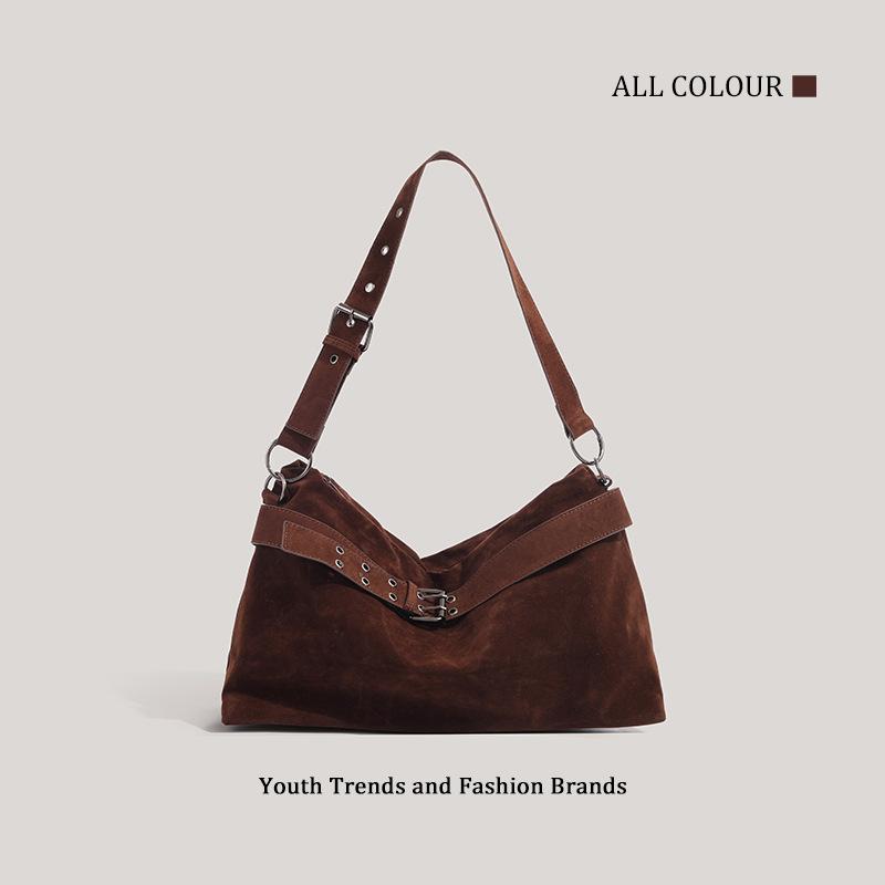 Autumn and Winter Matte Imitation Suede Bag Women's New Niche Design Belt Buckle Lazy Shoulder Messenger Bag
