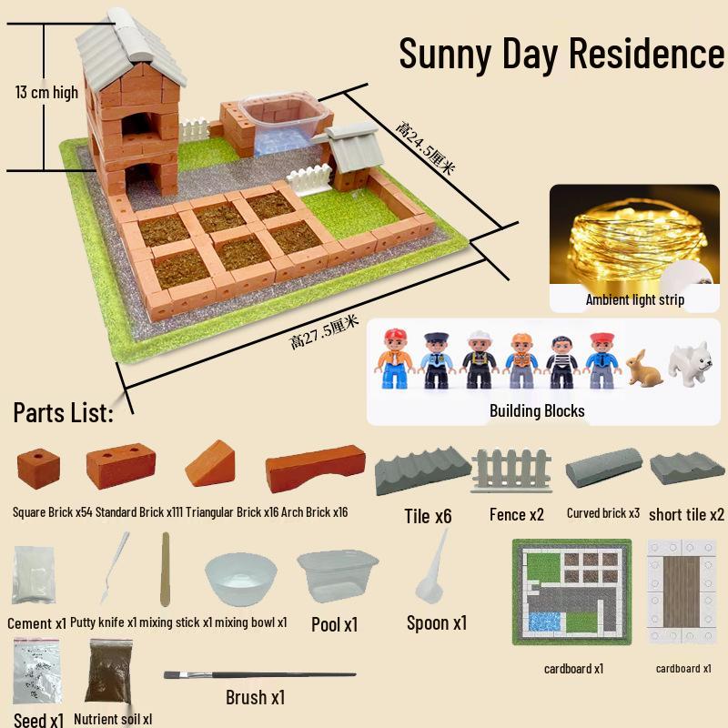 Little Architect Bricklayer Set: Handmade Bricks for Building House Models - Kids' Toy