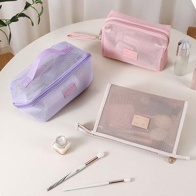 1PCS New Style Mesh Breathable Cosmetic Bag for Women Girl Large Capacity Makeup Case Transparent Travel Toiletries Pouch