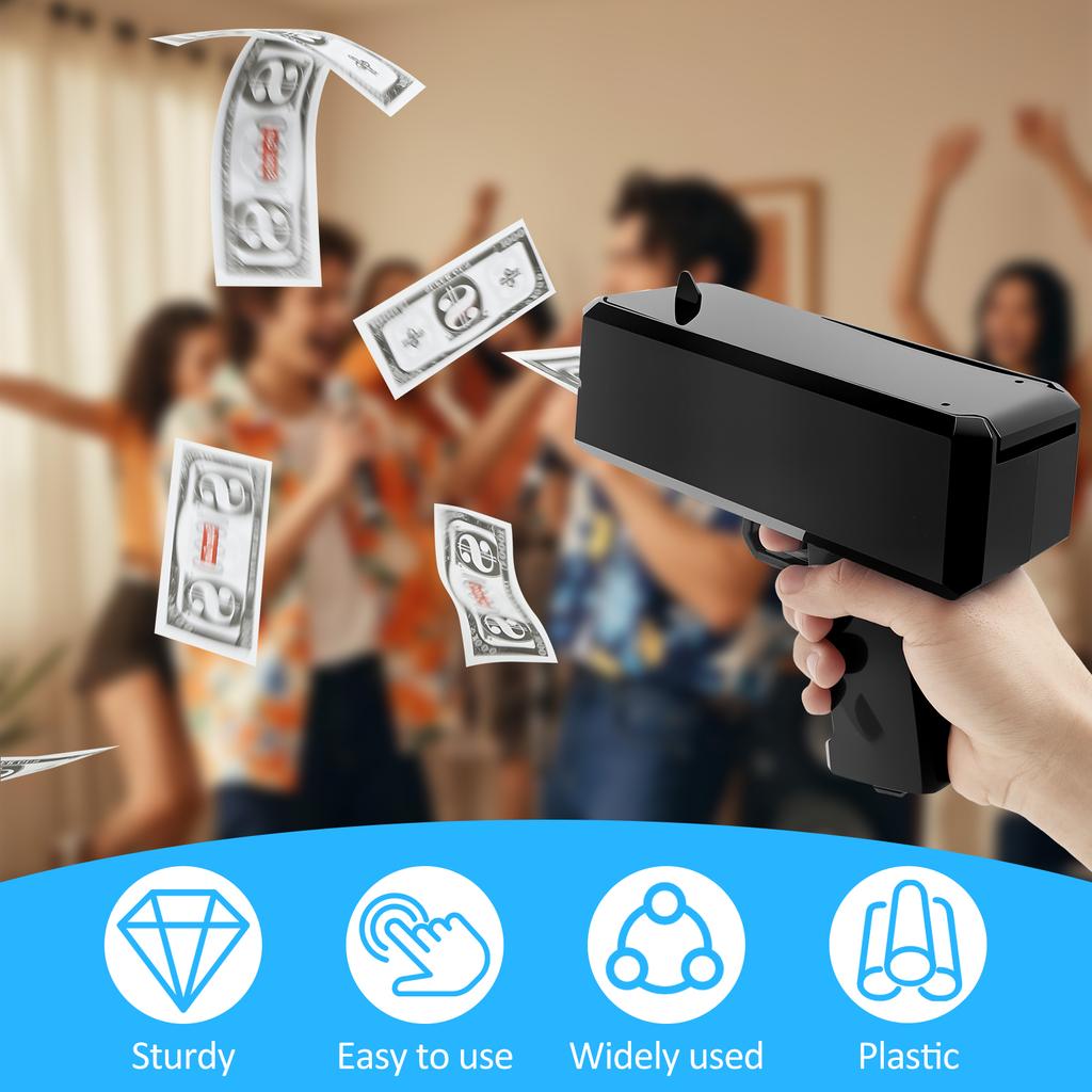 Handheld Cash Shooter with 200 Prop Cash for Wedding Birthday Game Movies Bachelor Props Party Supplies Celebration Spray Money