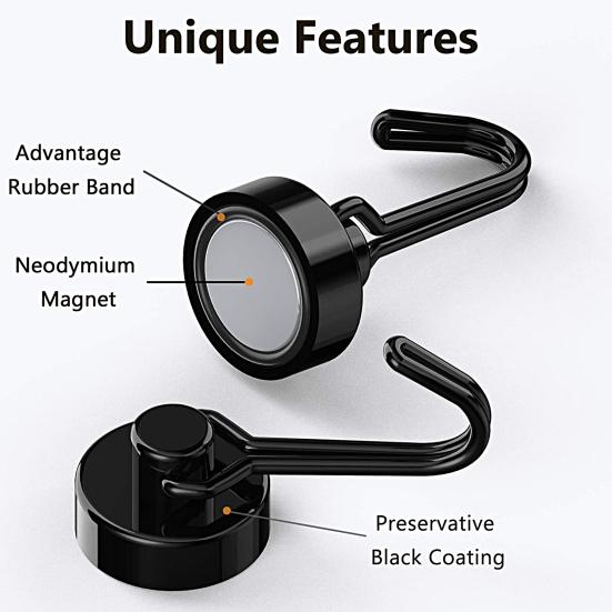 Magnets Hook Rotatable Punch Free Reusable Removable Kitchen 8Kg Pull Refrigerator Magnetic Hanging Hook for Daily Use