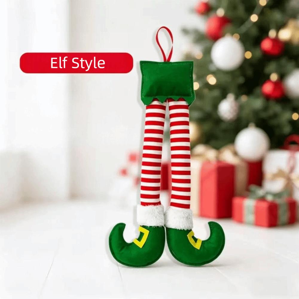 Soft Christmas Elf Legs Hanging Ornament Fireplace Mantel Decoration  Home Holiday Party Decor