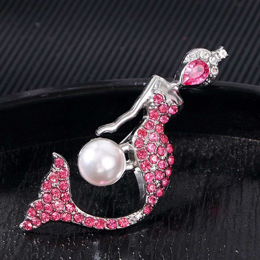 UniqueRhinestones Mermaids Brooch Pin Delicate Fashion Accessory Portable for Clothing and Bags Decoration Casual Wear