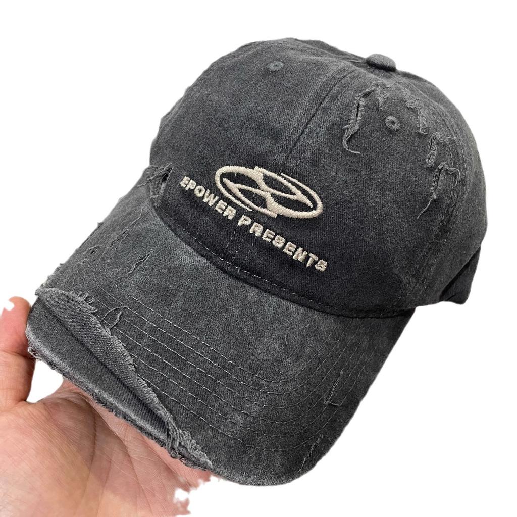 Casquette de baseball à visière souple vieillie avec broderie de lettres et bouche cassée pour femme, tendance, protection solaire et casquette de baseball à la mode