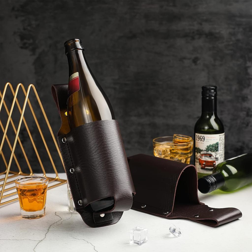 Durable Waterproof Faux Leather Beer Gun Holster with Adjustable Waist Pack for 12oz Containers - Perfect for Travel and Outdoor Activities