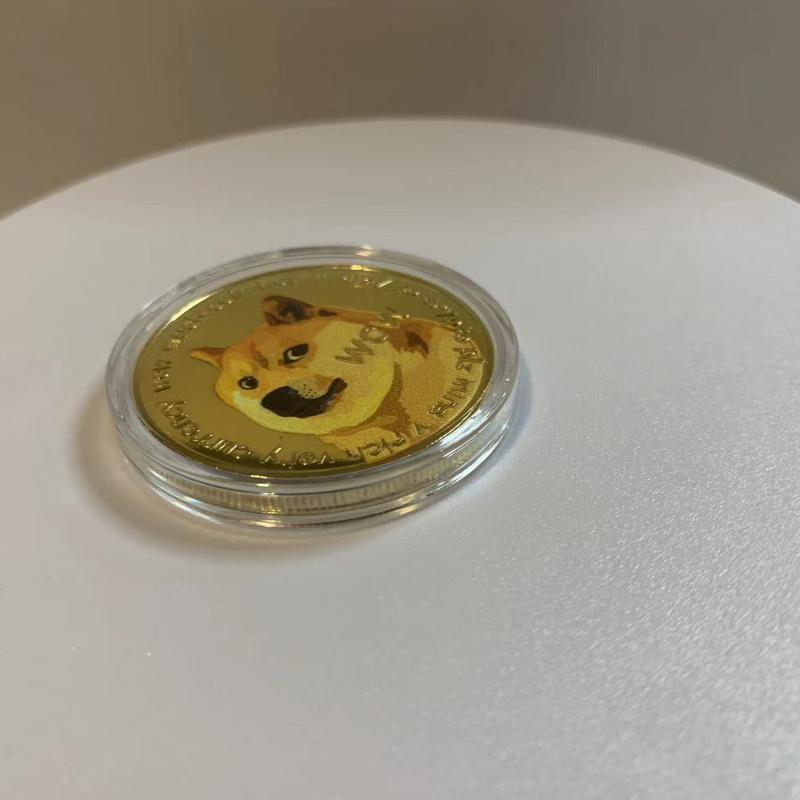 1 st Färgglad Dogecoin Bitcoin Bitcoin Utländsk Mynt Lekmynt Virtuell Utländsk Valuta Leksaksmynt Dogecoin Guldmynt
