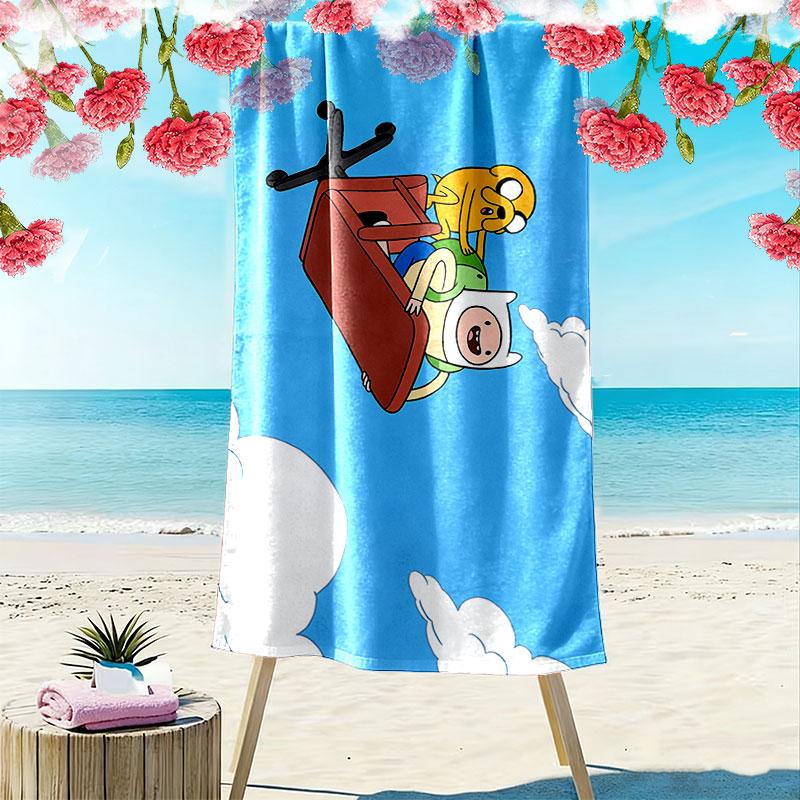 Adventure Time Print Beach Towel, Large Soft Quick Dry Towel for Beach Camping Swimming