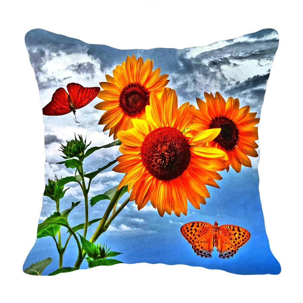 Sunflower Print Pillowcase Office Living Room Home Pillowcase Car Ornaments
