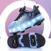 TUINANLE Barns Fritidssneakers Mellan Till Student Utomhus Led Fyrhjuliga Rullskridskor Självlysande Sneakers Skateboard USB-laddning