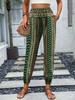 Frühling/Sommer Damen Böhmischer Ethno-Print Locker Schlankmachend Drapierte Elastische Taille Aufgeschlagene Lässige Hose