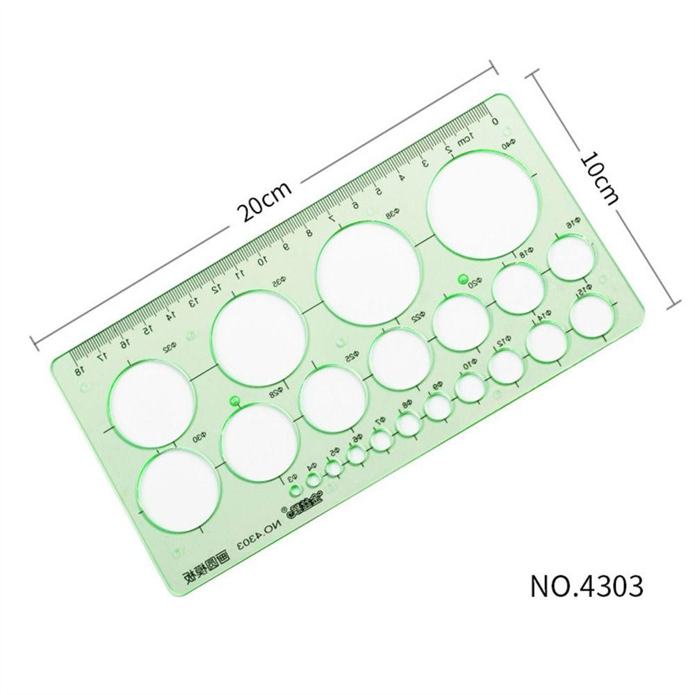 Plastic Green Circles Multi Shaped Oval Curve Ruler Drawing Ruler Geometric Ruler Template Ruler