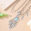 Pack of 2 Ethnic Turquoise Feather Chokers with Antique Alloy Finish Adjustable Length Bohemian Fashion Accessories