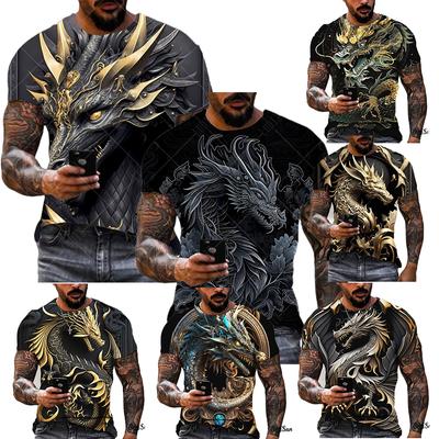 Dragon Pattern Men's T-shirt Fashion 3d Printed T Shirt Animal Short-sleeved Oversized Streetwear Tees Summer Casual Men's Tops
