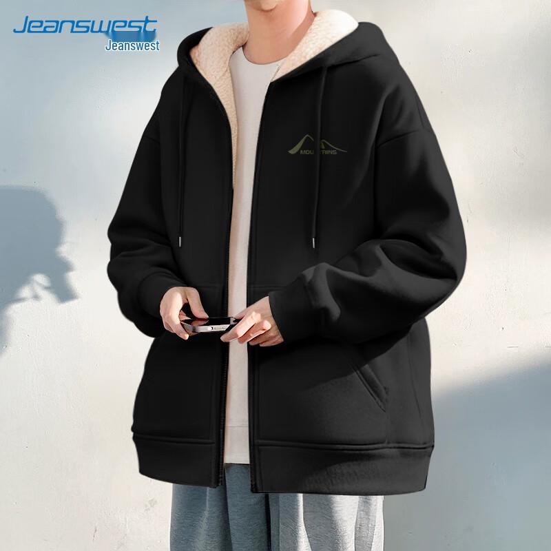 

JEANSWEST Мужская зимняя куртка на молнии с капюшоном и флисовой подкладкой 2025 4XL