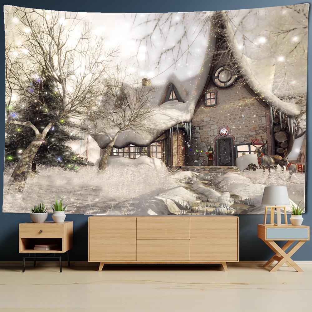 Kryształowa Gobelina Choinkowa Seria Scen Śnieżnych Wisząca na Ścianie Styl Romantyczny Czarownictwo Wystrój Domu Pokoju