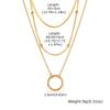 Stainless Steel Eternity Circle Pendant Triple Layer Chain Necklace for Women Architectural Necklace Waterproof Jewelry