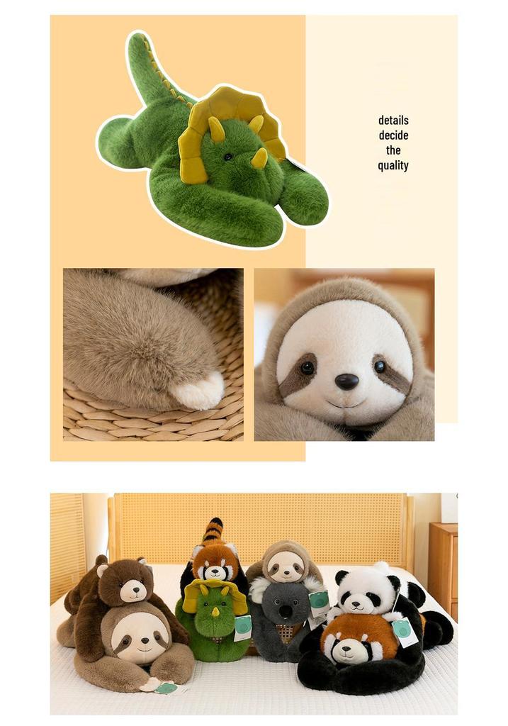 Stofftier Kissen: Panda, Koala, Waschbär, Dinosaurier - Weiche Schlafpuppe für Kinder