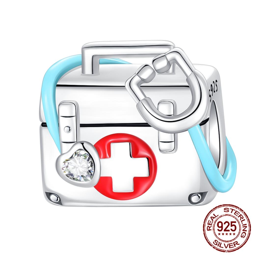 

copper First Aid Kit Medical Kit Stethoscope Pendant Charm Compatible With Authentic Charm Bead Charms Bracelets Women Do It Yourself Jewellery Gift