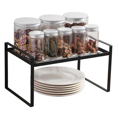 Black Cabinet Storage Shelf Organizer Rack for Kitchen Bathroom Pantry Spice Cupboard Coffee Countertop Home Office Desk