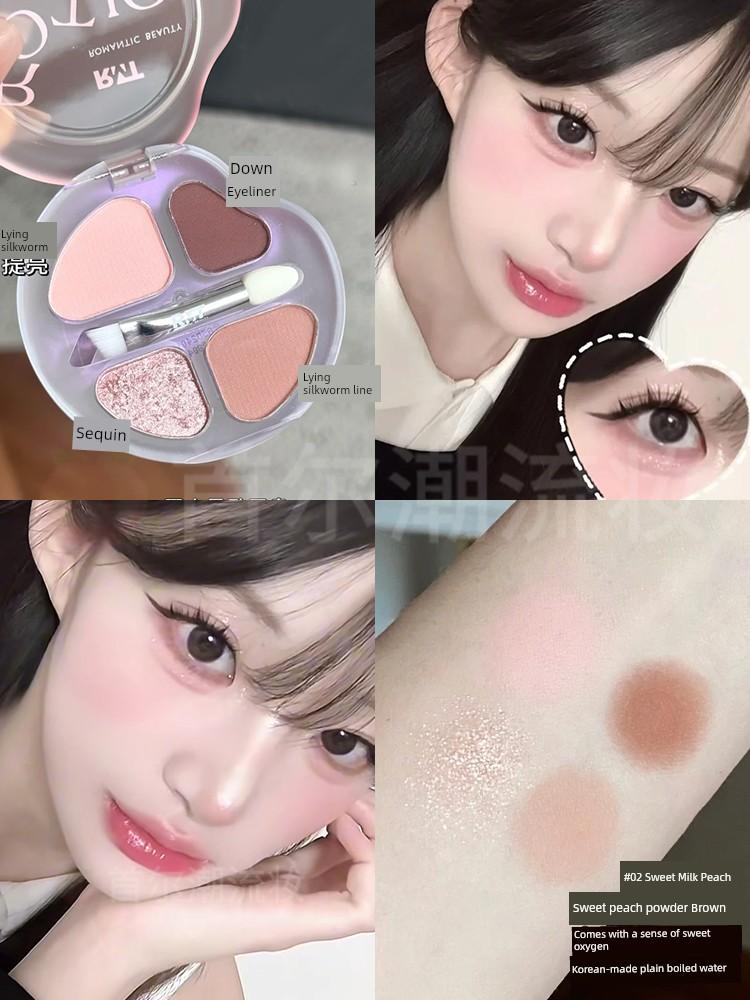 I'Ve Found This Korean-Style Laser Pink Eyeshadow! Luo Xiaoman Four-Color Eyeshadow Palette 05 Sweet Wild Berry Genuine Product