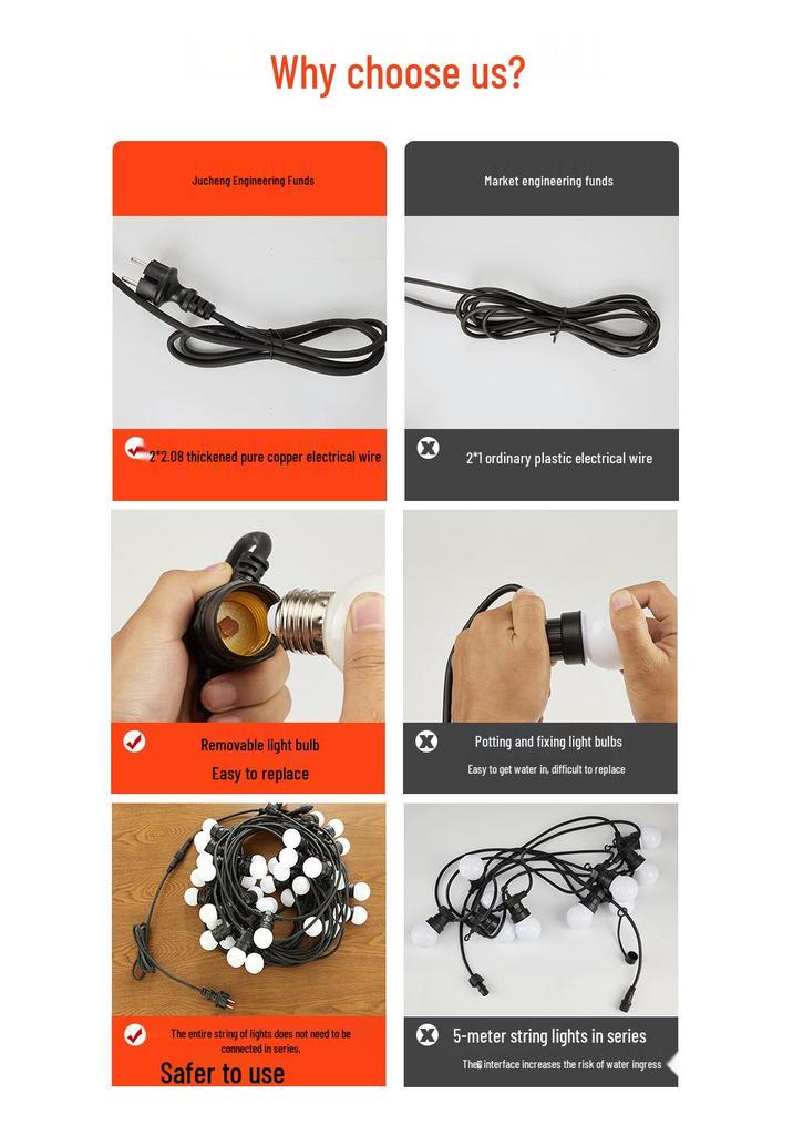 Outdoor Waterproof Solar LED G50 Bulb String Lights