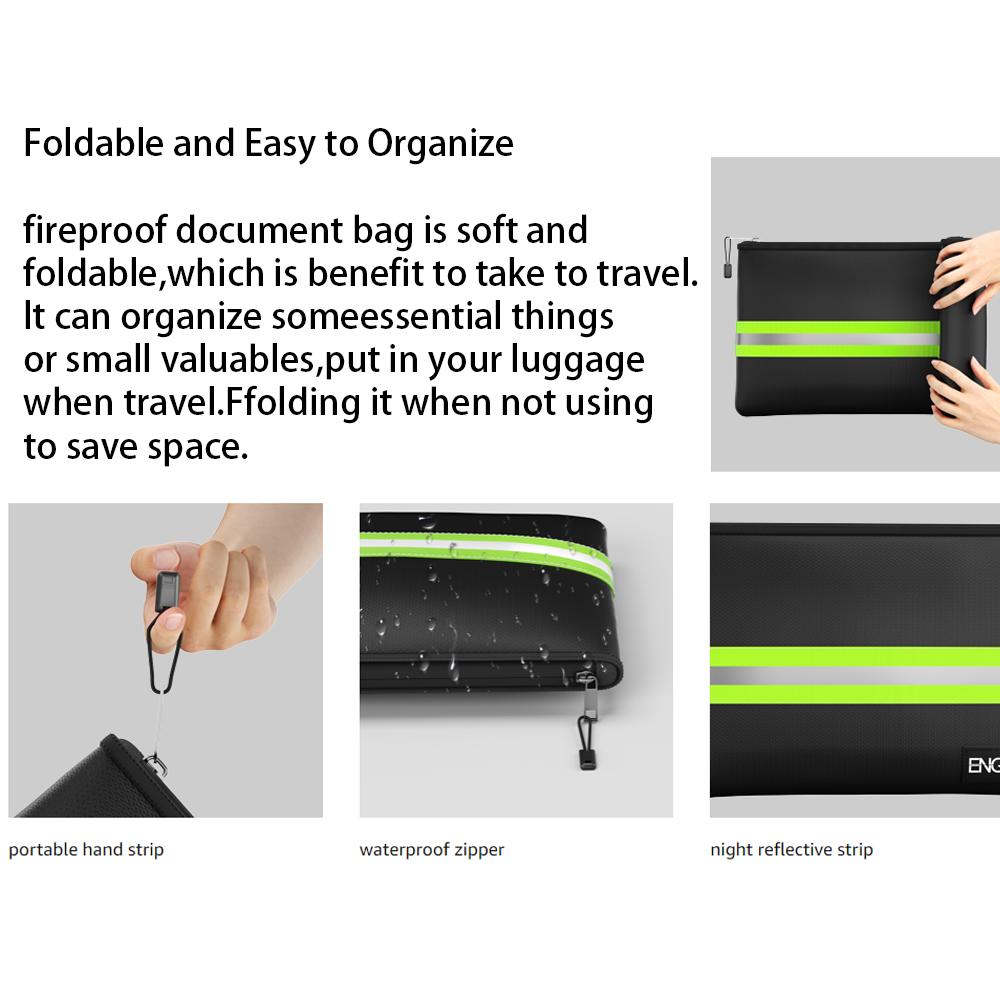 Fireproof Document Bag 36x26cm Fireproof Bag Safe Storage Bag Liquid Silicone Coated Fire&Water Resistant Money Bag with Zipper