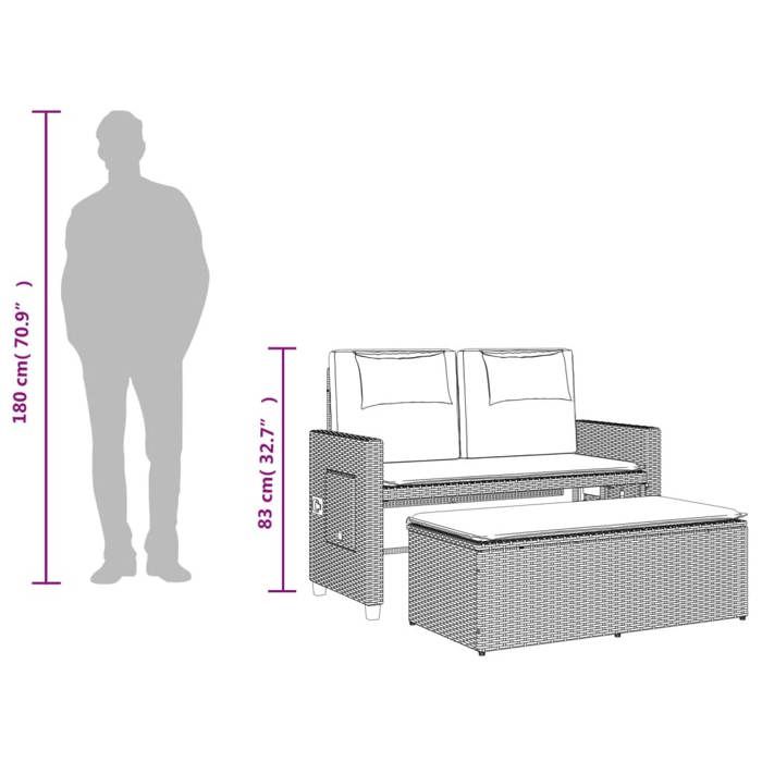 VidaXL Inclinable Garden Bench with Cushions, Patio Seat, Terrace Chair, Backyard Park Furniture Balcony 365820