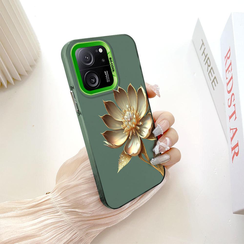 

Окрашенный узор, цветной серебристый, двухсторонний, жесткий, противоударный чехол для телефона Xiaomi Redmi Poco Xiaomi Poco X6 Pro зелёный