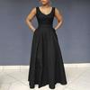 Elegant Long Denim Dress for Women - European & American Style, African-Inspired Fashion
