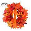 Thanksgiving Dekorationsgirlande für Eingang Herbst Ahornblatt Kürbis Kranz, Künstliche Beeren Ernte Türhänger Herbstlaub Veranda Thanksgiving,