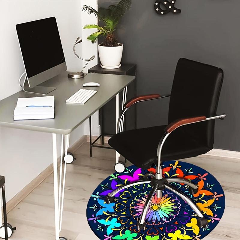 

1pc Office Carpet Chair Mats Colorful Butterflies Mandala Design Perfect for Decorating Office Chairss, Or Bedrooms.YDT364 80cm by 80cm