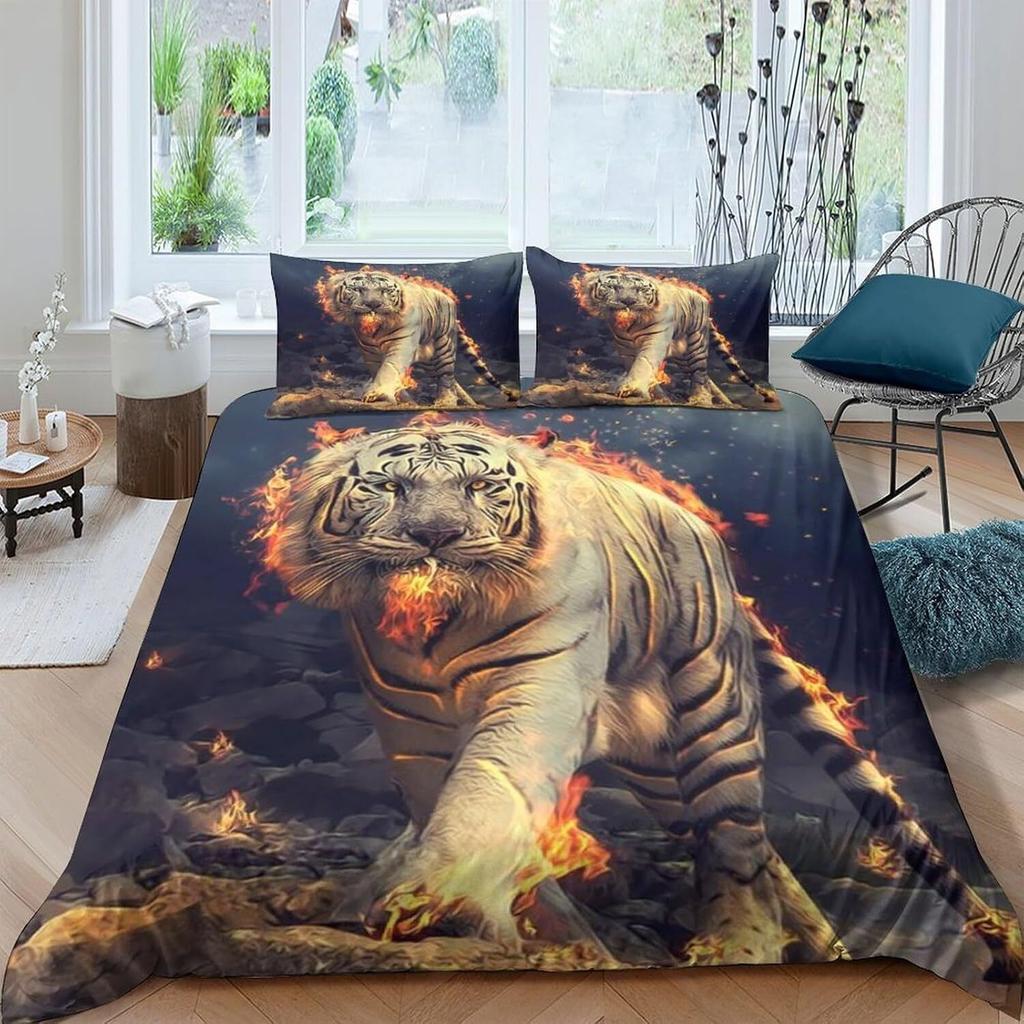 3D Tiger Rabbit Snake Pig Snail Unicorn Chick Fish Doona Duvet Quilt Cover Set