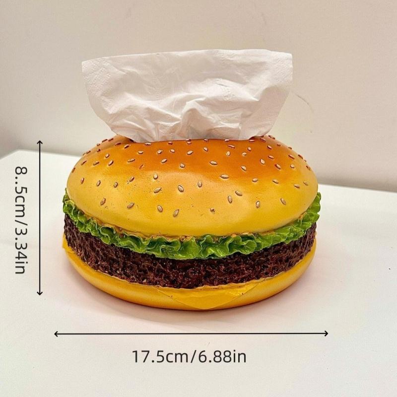 Hamburger tissue box, tissue holder, fun and practical, for office, party and holiday decoration, car interior decoration