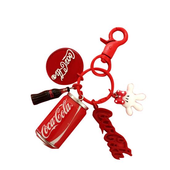 Key Chain Delicate Craft Cartoon High Simulated Funny Couple Accessory Decorative Portable Red Cola Bottle Keychain Car Pendant
