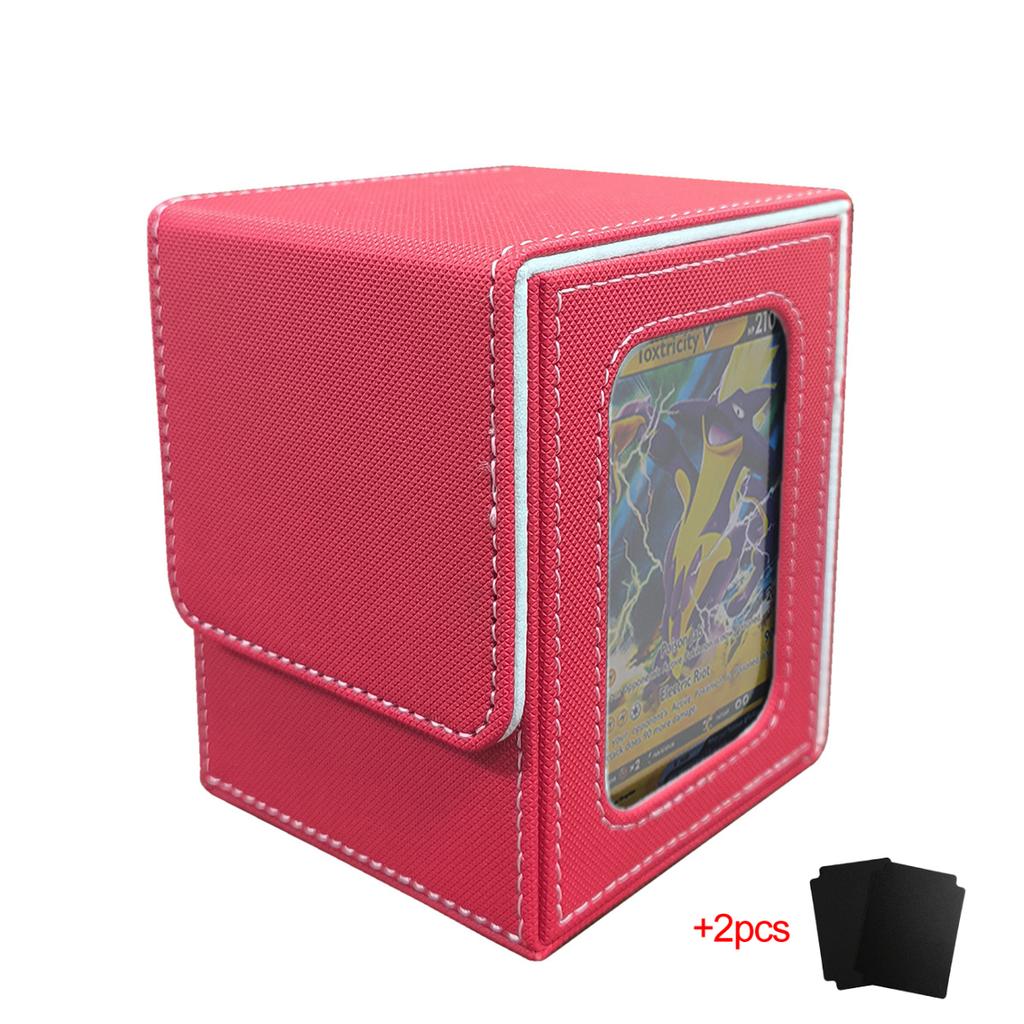 Deck Case Holds 100+ MTG Card Deck Box for Commander Display PU Leather Trading Card Storage Box for TCG PTCG Game Sports Cards