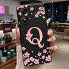 Black Case For ZTE Blade A34 4G Funda Beautiful Flower Printing Initial Letters Phone Casing Soft Silicone Protective Back Cover