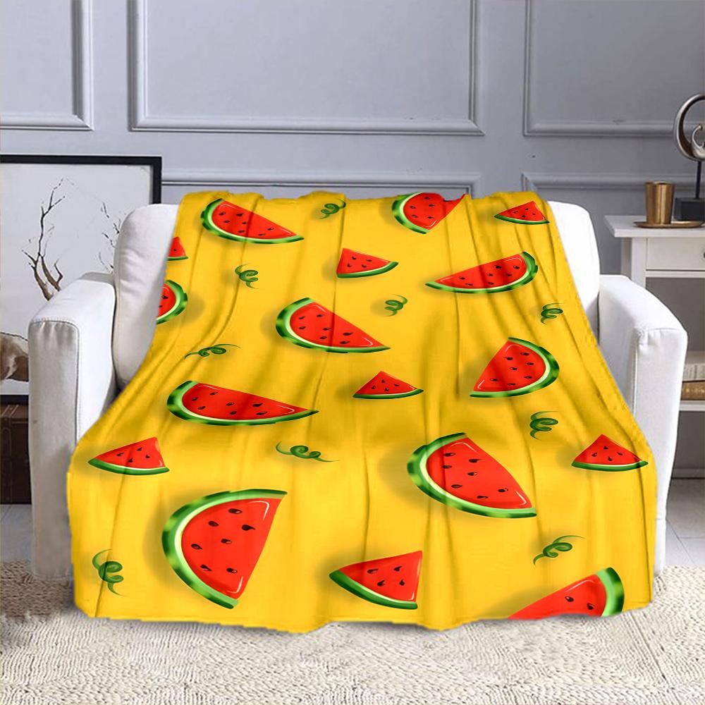 Watermelon Pattern on Yellow Background Patterned flannel blanket perfect for the bedroom living room, sofa, or a little nap
