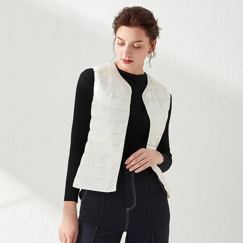 Women's 2025 Lightweight Collarless Down Vest - Short, Versatile, Fashionable Korean Style.