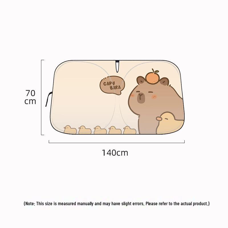 Capybara Cartoon Double Ring Car Sunshade - Cute Car Heat Insulation Front Windshield Visor