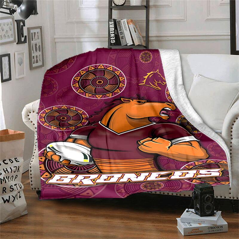 Brisbane Broncos Flannel Blanket Soft All-Season Throw, Design for Camping, Car Travel, Hiking Sofa, Bed, Office Perfect Gift for Parties
