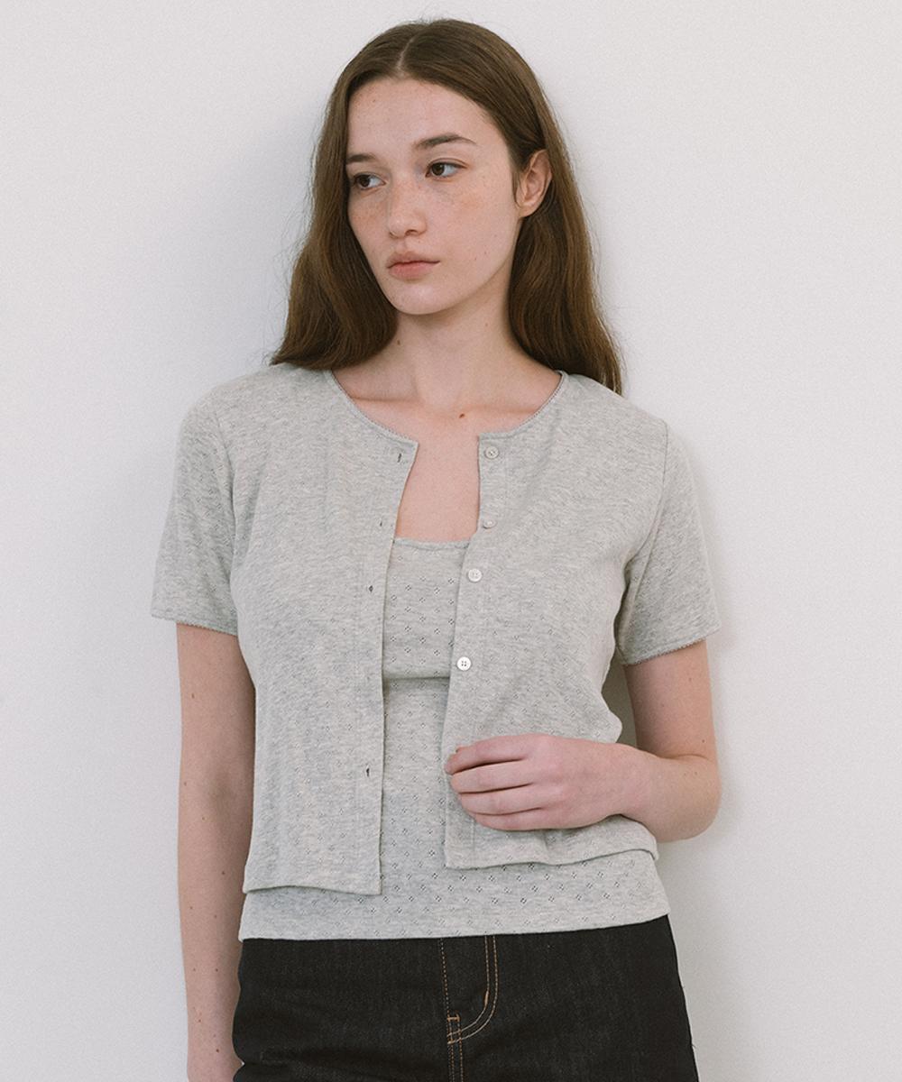 Laminez Punched Eyelet Set Top - Oat Grey Oat Gray/Free