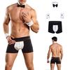 Male Tuxedo Costume Gentlemen Sexy Brief Tie Cuffs Stripper Nightwear Lingerie