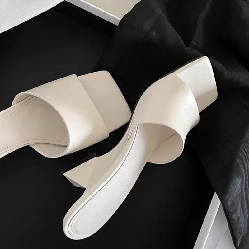 Modă Papuci de Vară Modă Brand Papuci cu Toc Pană pentru Femei Eleganți cu Vârf Pătrat Slip-on Sandale de Damă Pantofi de Exterior