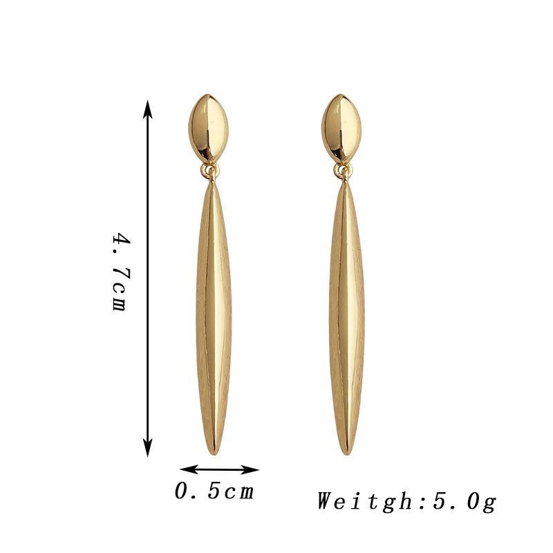 Trendy Long Water Droplets Dangle Earrings for Women Golden Color Metal Oval Drop Earrings Vintage Simple Geometry Zircon Gift
