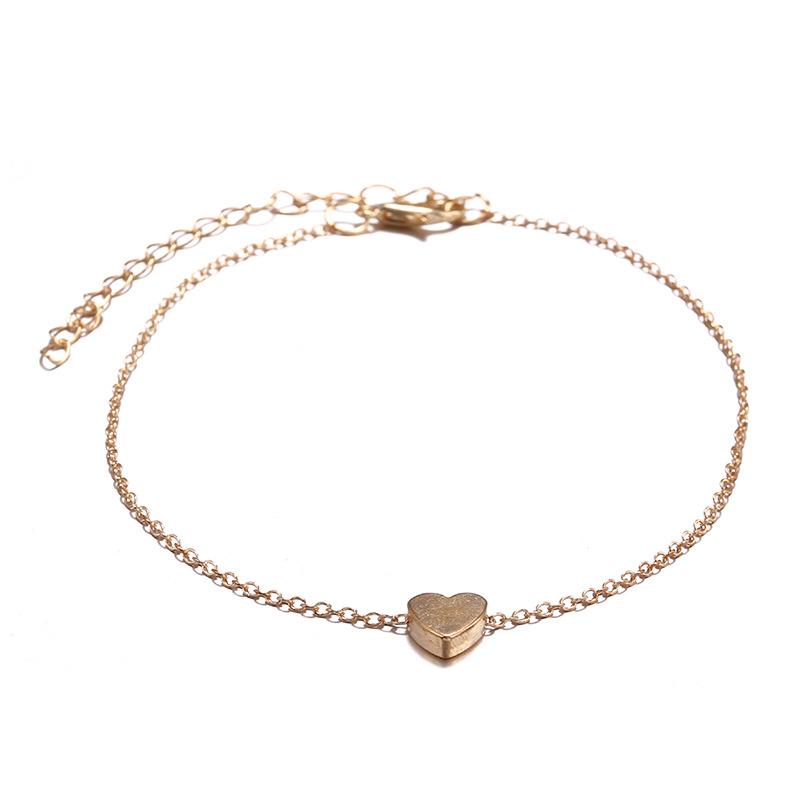 Women Ankle bracelet silver Color Anklets Simple Heart Barefoot Crochet Sandals Foot Jewelry Two Layer Foot Leg Bracelet Anklets