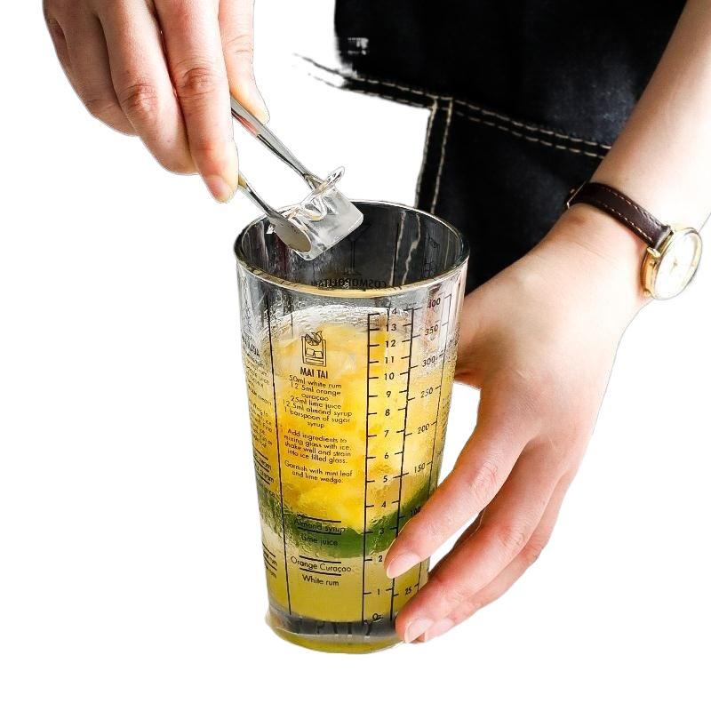 Glass Cocktail Shaker Set: Hand-Shaking Cup, Muddler, and 304 Stainless Steel Measuring Tools